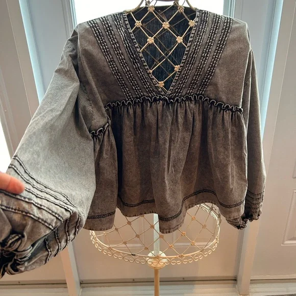 Free people blouse baby doll size large UNIQUE 😉 - Picture 2 of 16